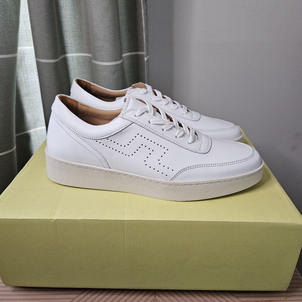 NEW J.Lindeberg Art Tennis Leather Sneaker White Neutral Classic Golf 41 US 8.5